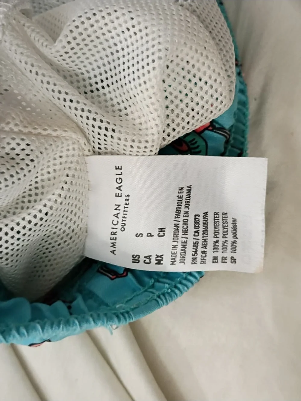 American Eagle Aqua Blue Flamingo Swim Shorts